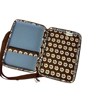Vera Bradley Brown and Blue Floral Mini Laptop Bag